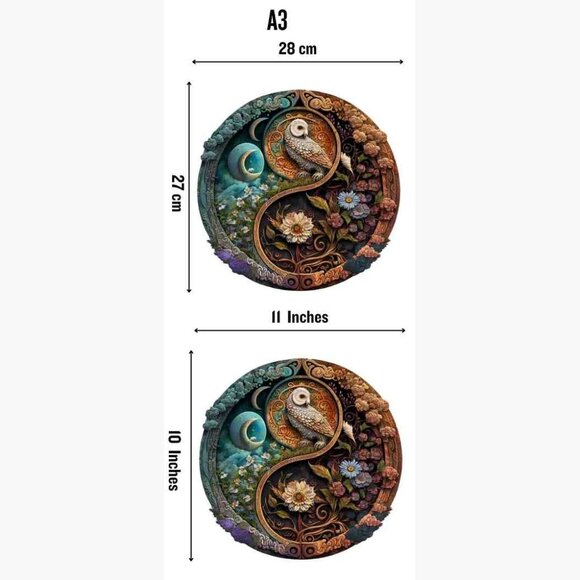 Flower & Bird Yin Yang wooden jigsaw puzzle - Picture 3 of 4